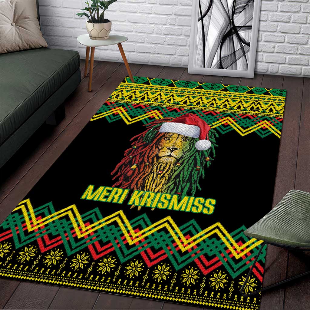 Black Jamaican Christmas Area Rug Reggae Lion With Kente Pattern LT18