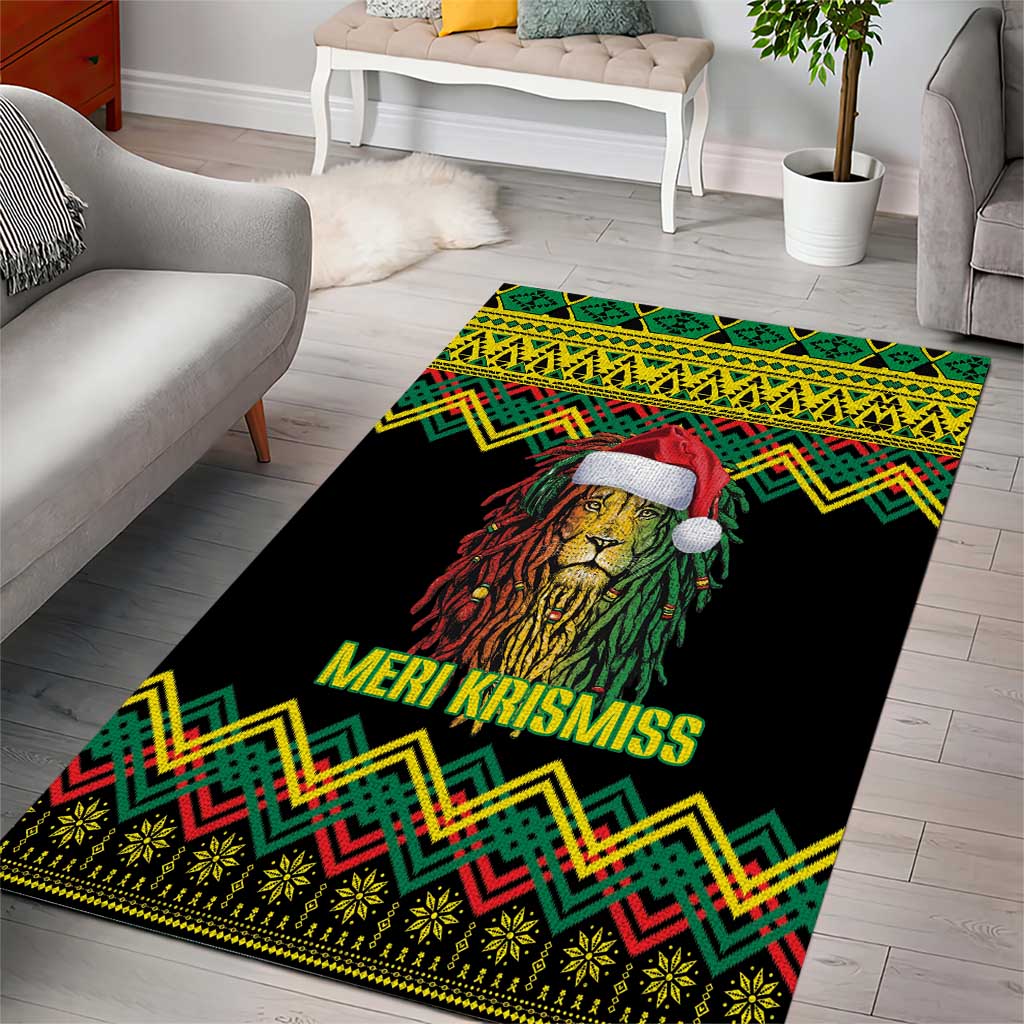 Black Jamaican Christmas Area Rug Reggae Lion With Kente Pattern LT18