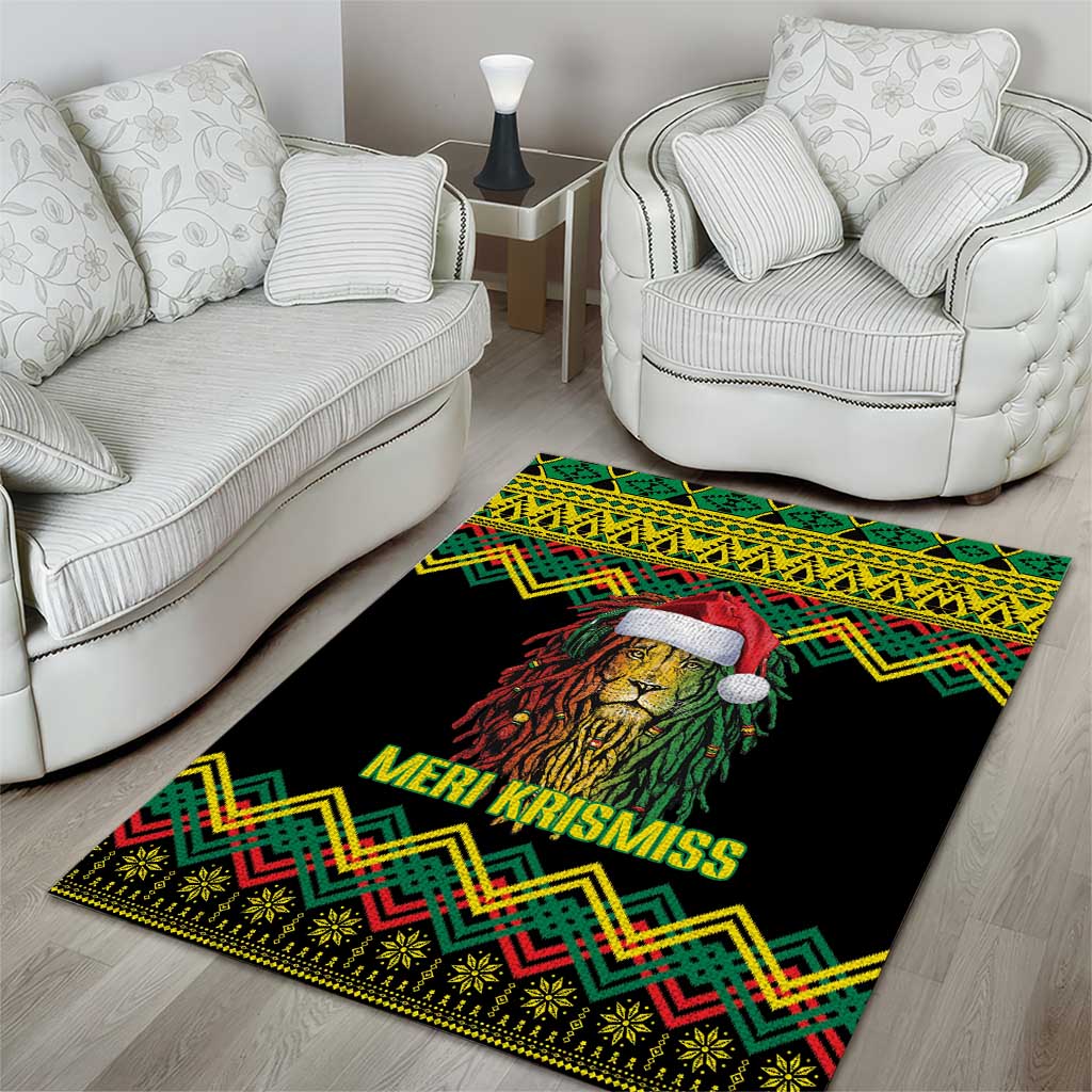 Black Jamaican Christmas Area Rug Reggae Lion With Kente Pattern LT18