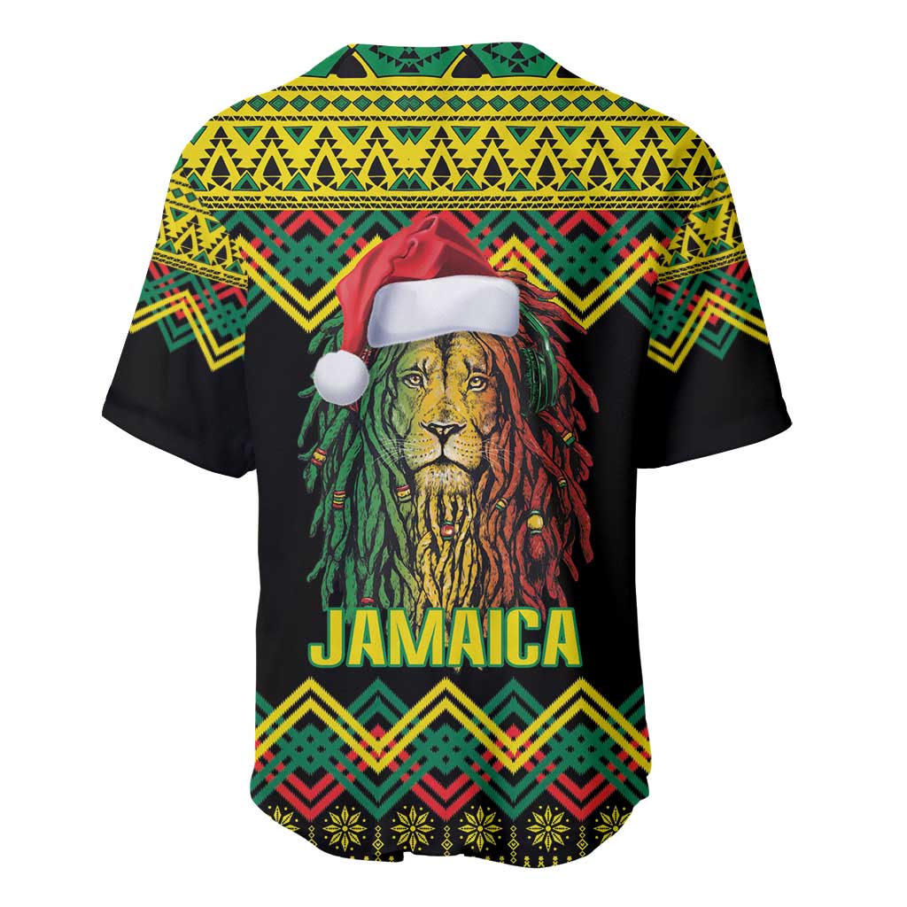 Black Jamaican Christmas Baseball Jersey Reggae Lion With Kente Pattern LT18
