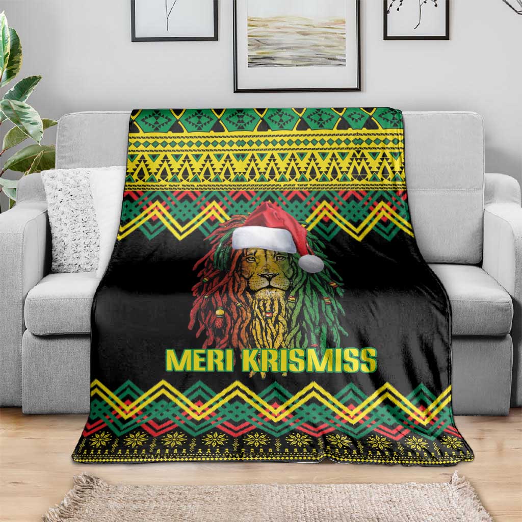 Black Jamaican Christmas Blanket Reggae Lion With Kente Pattern LT18