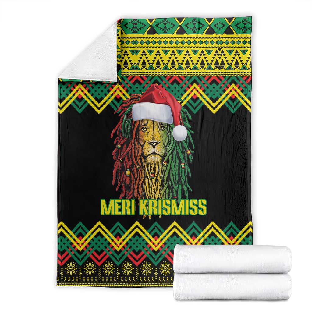 Black Jamaican Christmas Blanket Reggae Lion With Kente Pattern LT18