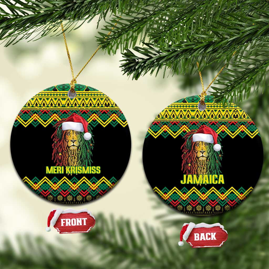 Jamaica Reggae Lion Christmas Ceramic Ornament Kente Pattern Meri Krismiss LT18