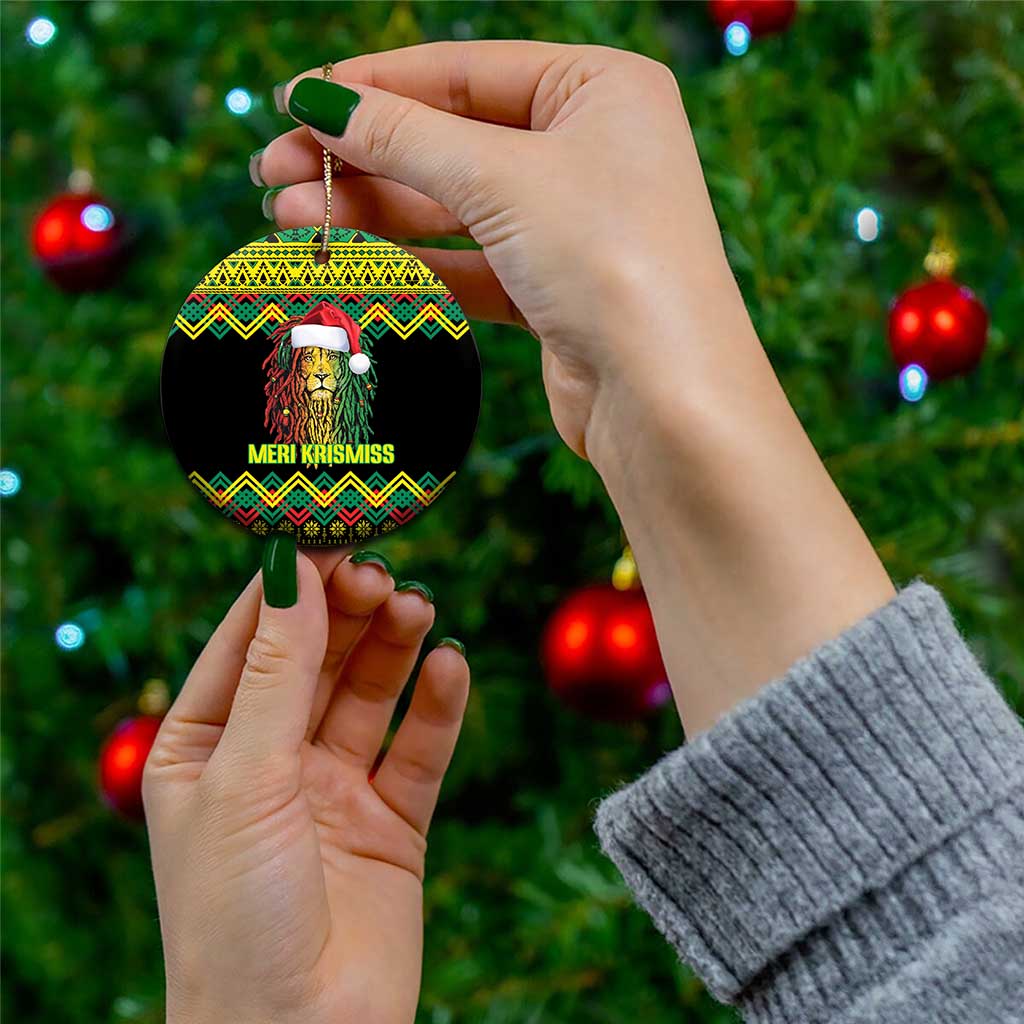 Jamaica Reggae Lion Christmas Ceramic Ornament Kente Pattern Meri Krismiss LT18
