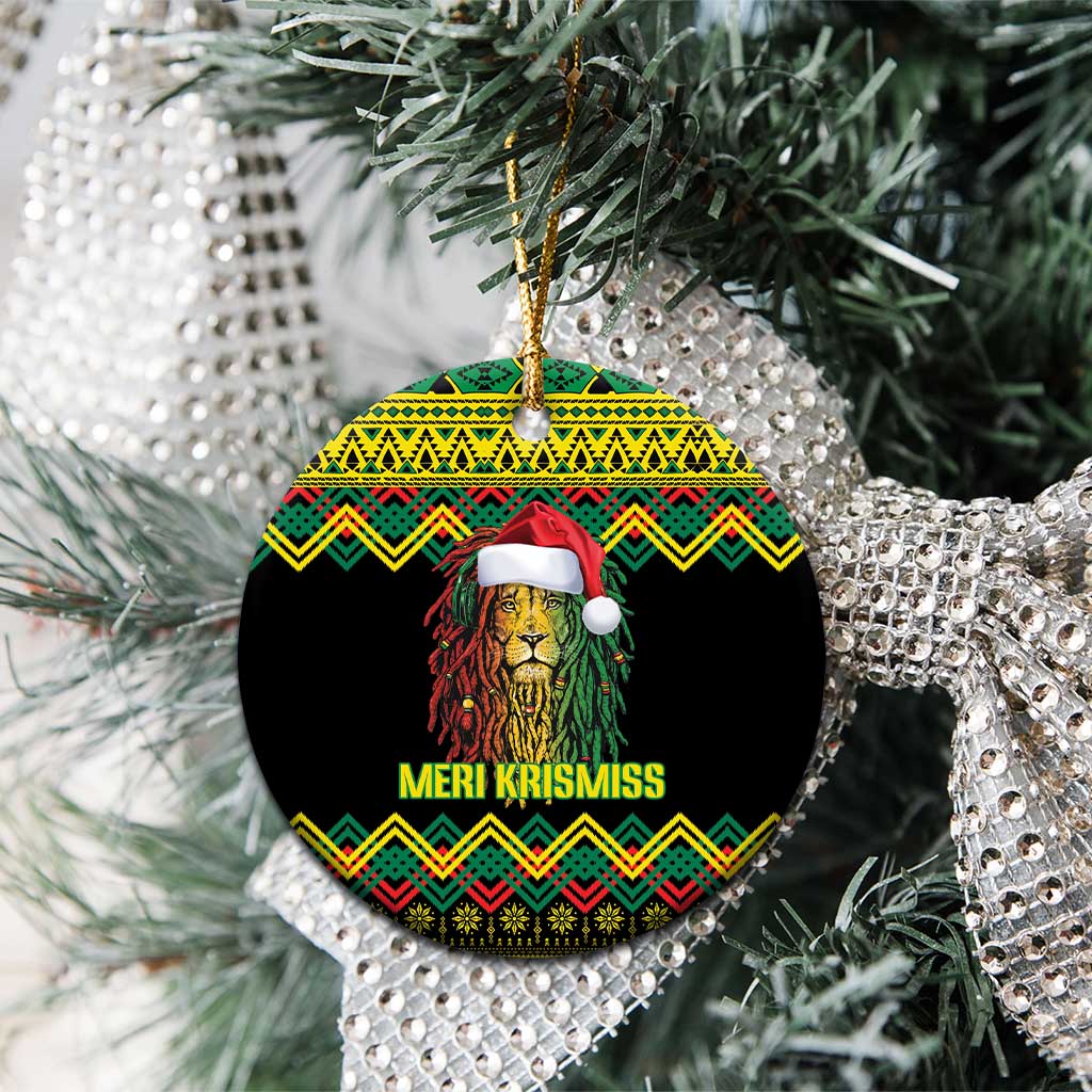 Jamaica Reggae Lion Christmas Ceramic Ornament Kente Pattern Meri Krismiss LT18