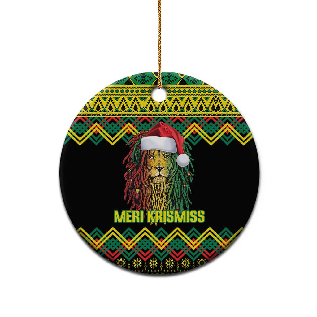 Jamaica Reggae Lion Christmas Ceramic Ornament Kente Pattern Meri Krismiss LT18