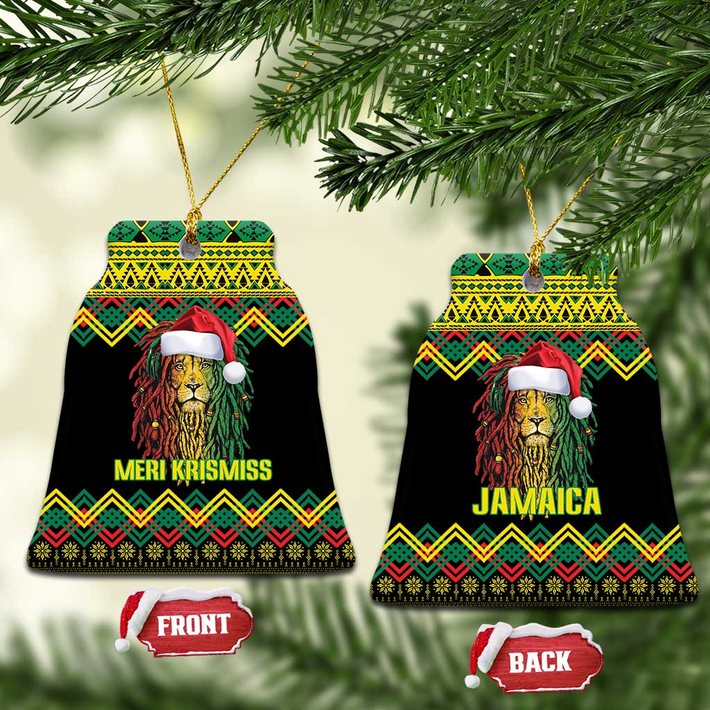Jamaica Reggae Lion Christmas Ceramic Ornament Kente Pattern Meri Krismiss LT18