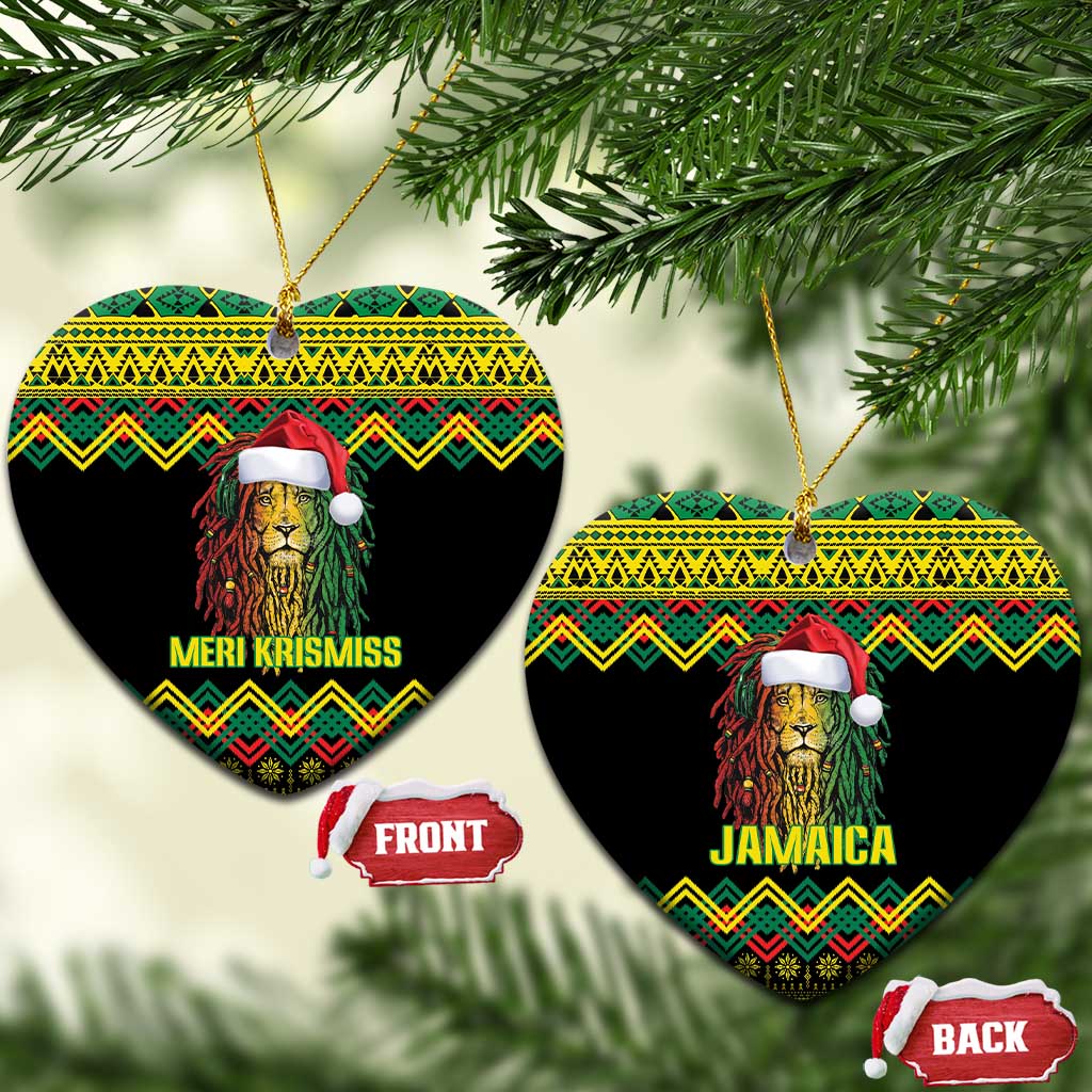 Jamaica Reggae Lion Christmas Ceramic Ornament Kente Pattern Meri Krismiss LT18