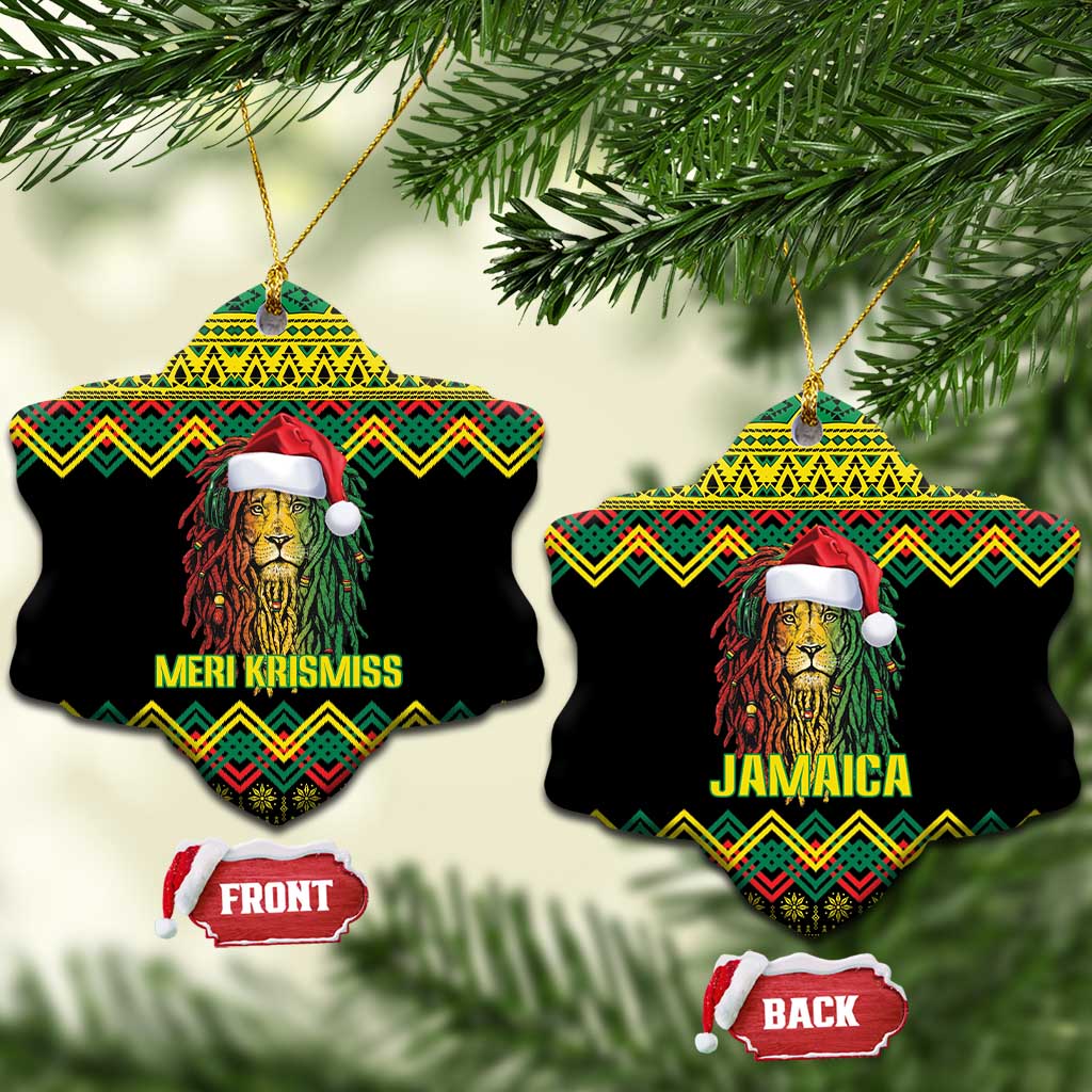 Jamaica Reggae Lion Christmas Ceramic Ornament Kente Pattern Meri Krismiss LT18