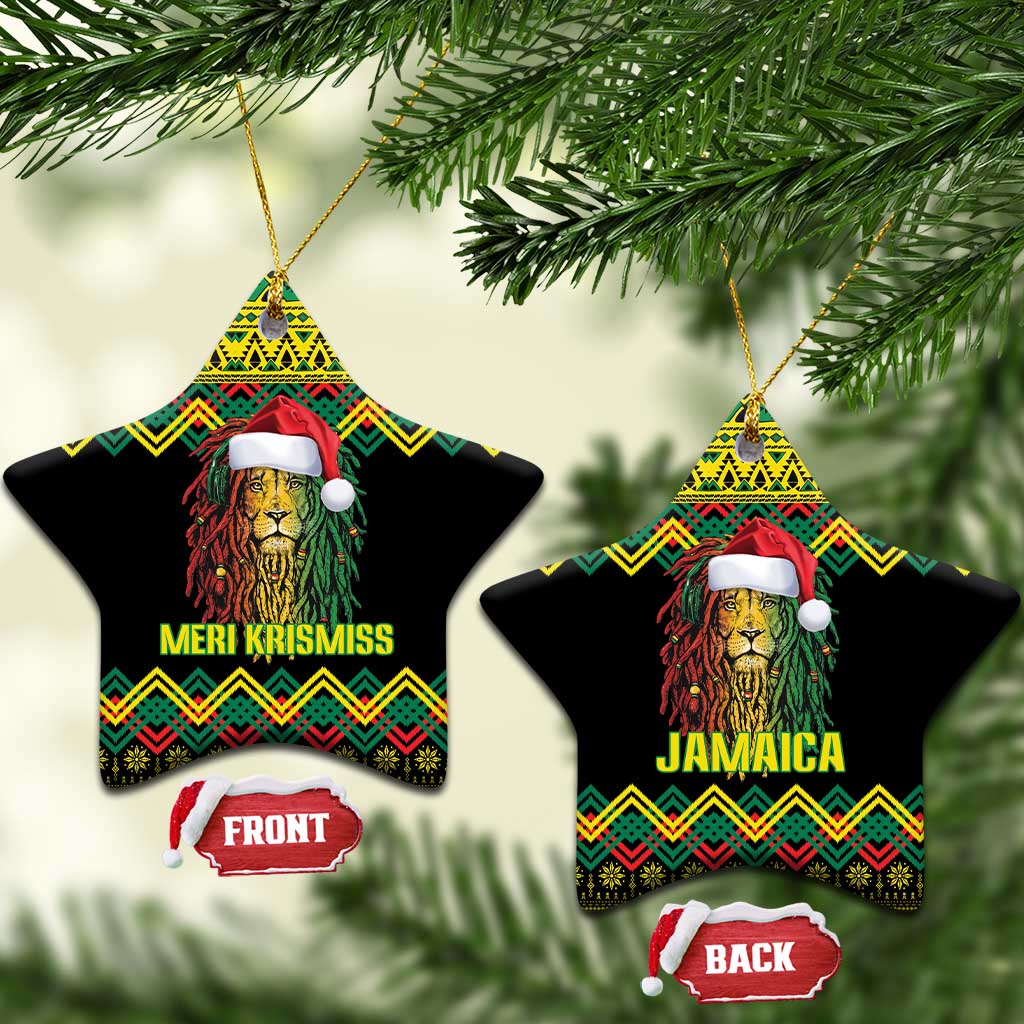 Jamaica Reggae Lion Christmas Ceramic Ornament Kente Pattern Meri Krismiss LT18