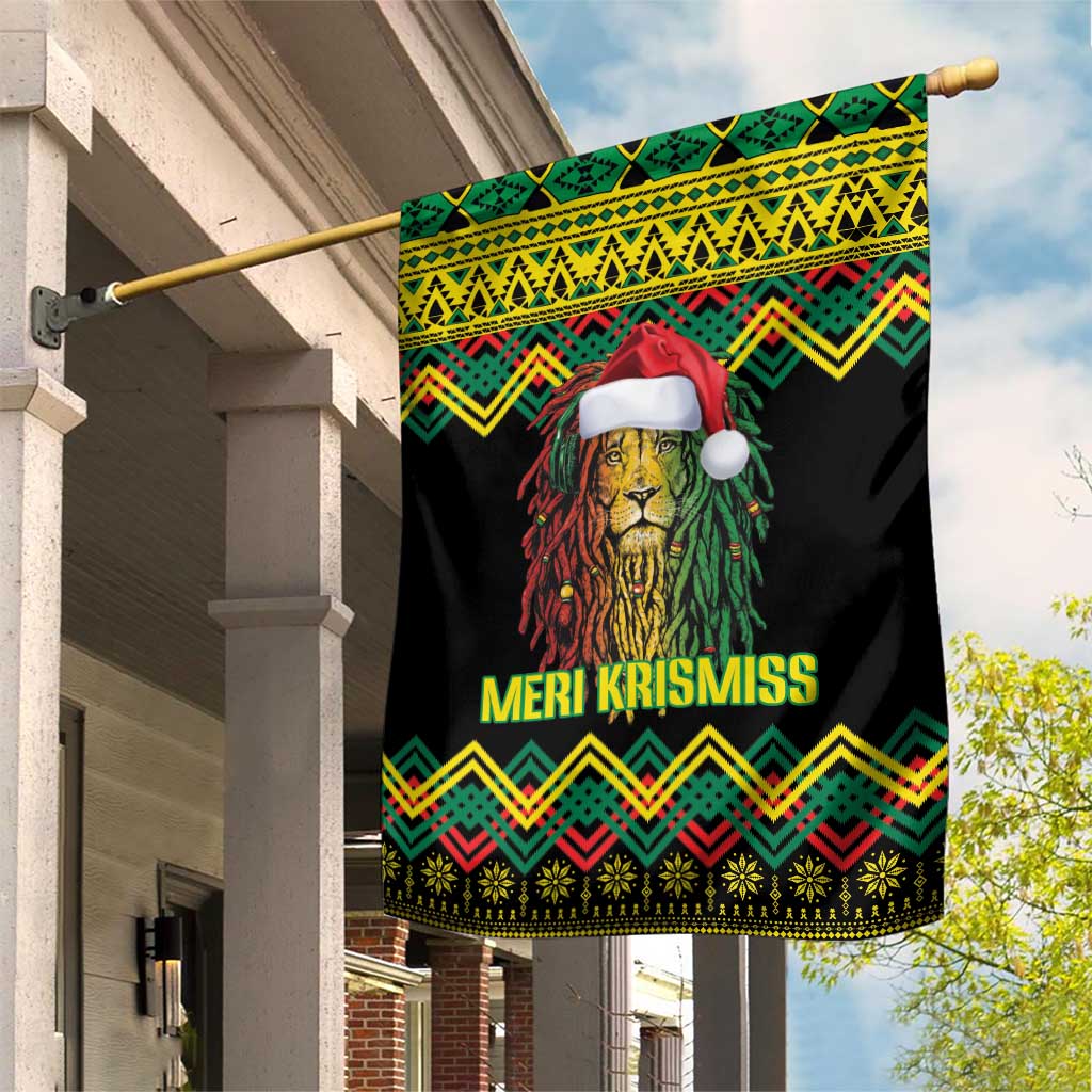 Black Jamaican Christmas Garden Flag Reggae Lion With Kente Pattern LT18