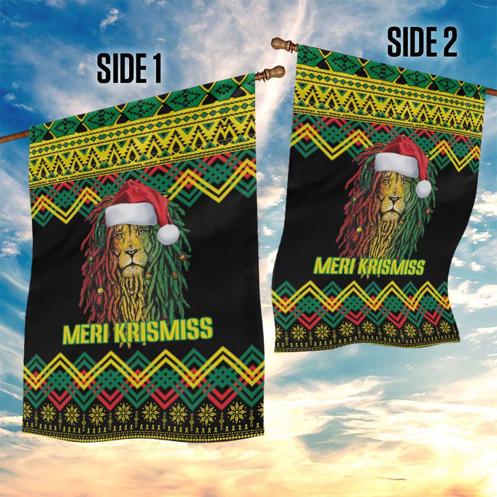Black Jamaican Christmas Garden Flag Reggae Lion With Kente Pattern LT18
