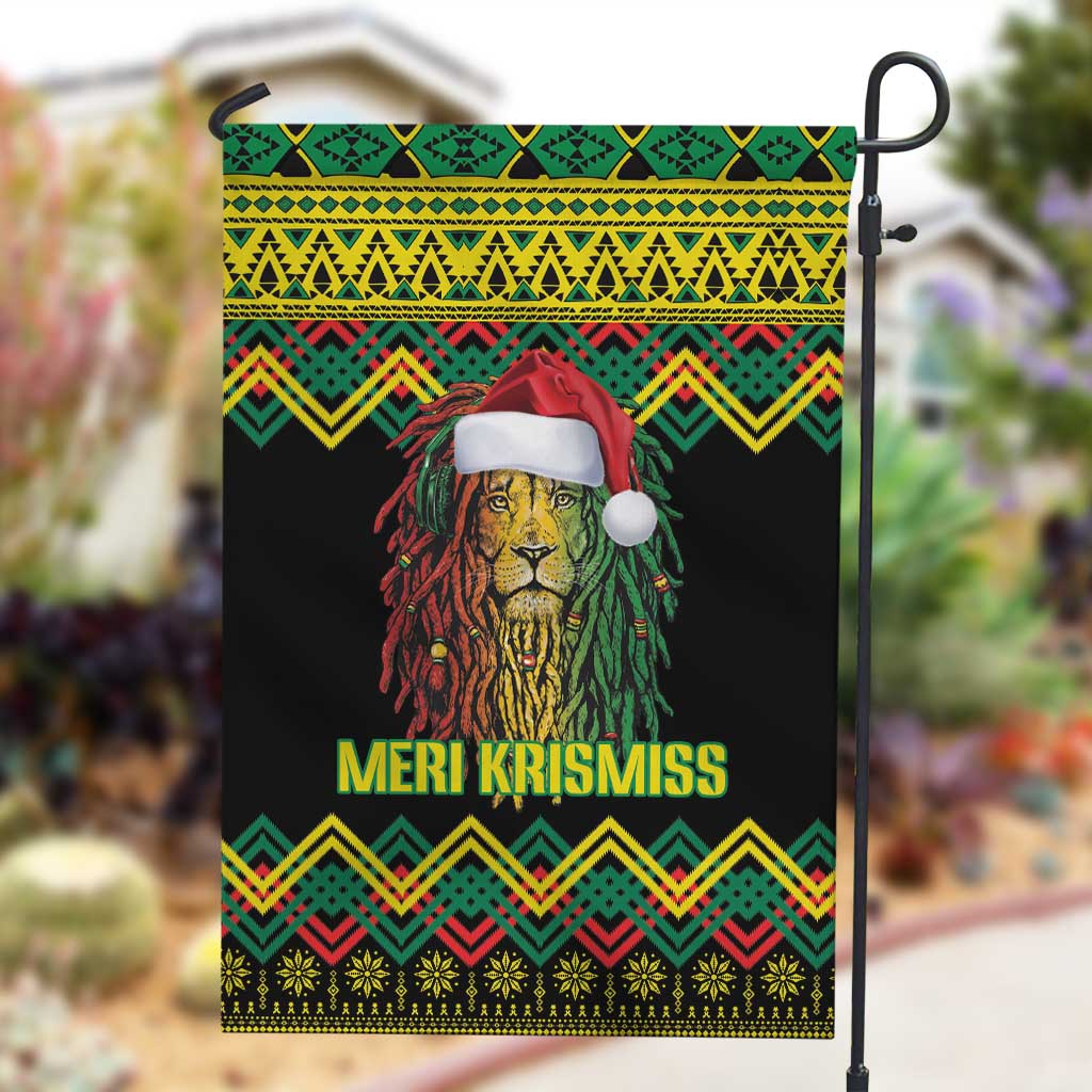 Black Jamaican Christmas Garden Flag Reggae Lion With Kente Pattern LT18