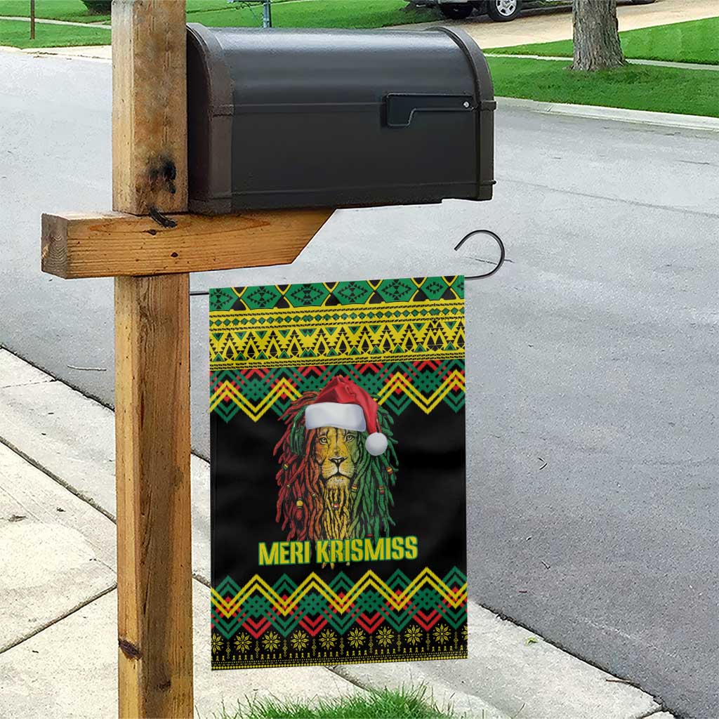 Black Jamaican Christmas Garden Flag Reggae Lion With Kente Pattern LT18