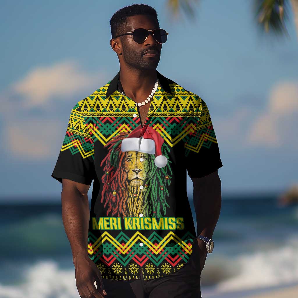 Black Jamaican Christmas Hawaiian Shirt Reggae Lion With Kente Pattern LT18