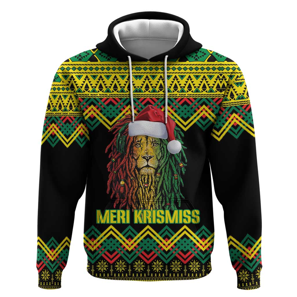 Jamaica Reggae Lion Christmas Hoodie Kente Pattern Meri Krismiss LT18