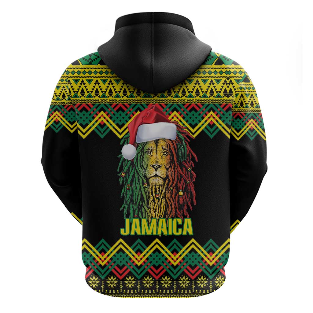 Jamaica Reggae Lion Christmas Hoodie Kente Pattern Meri Krismiss LT18