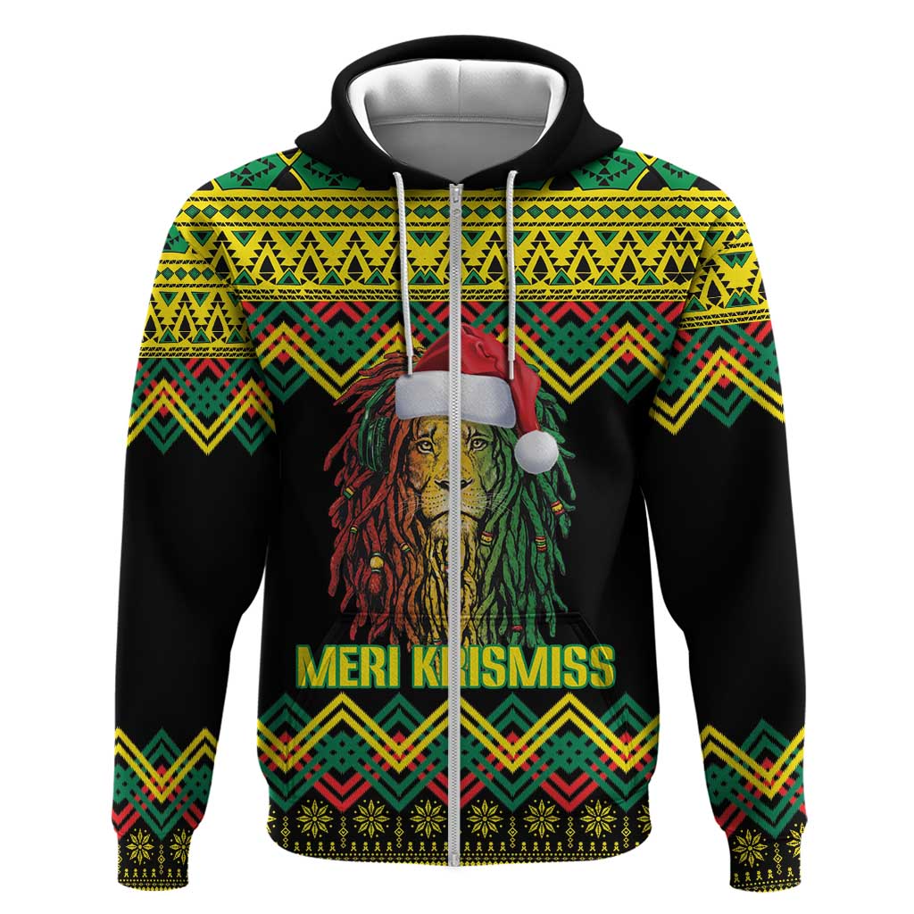 Jamaica Reggae Lion Christmas Hoodie Kente Pattern Meri Krismiss LT18