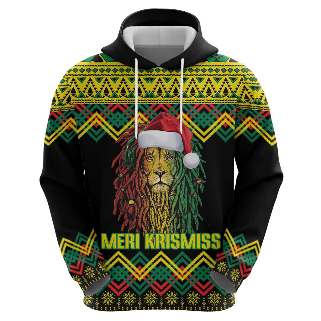 Jamaica Reggae Lion Christmas Hoodie Kente Pattern Meri Krismiss LT18