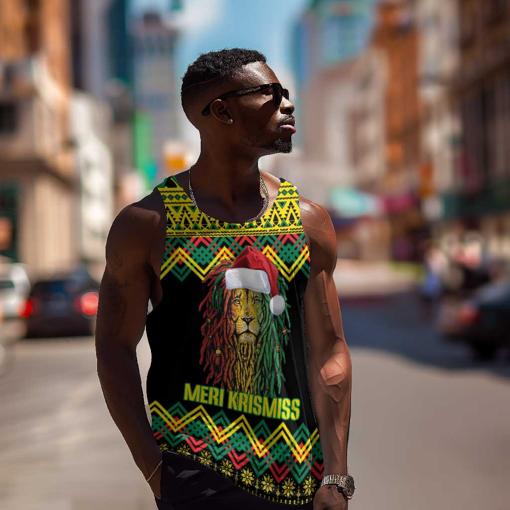Black Jamaican Christmas Men Tank Top Reggae Lion With Kente Pattern LT18