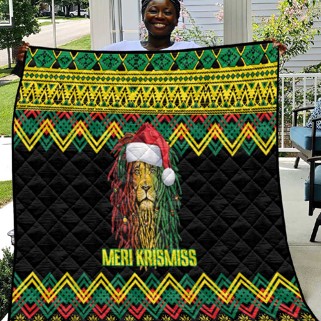 Black Jamaican Christmas Quilt Reggae Lion With Kente Pattern LT18