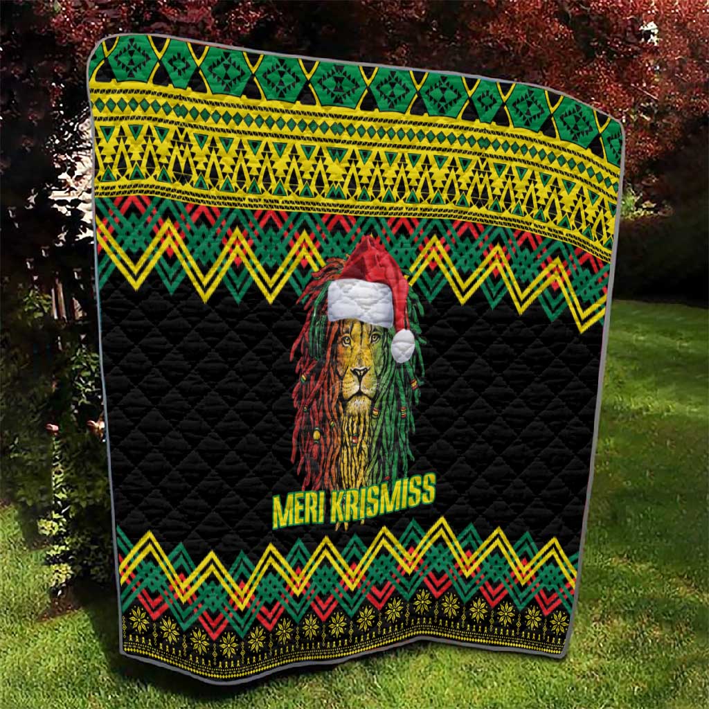 Black Jamaican Christmas Quilt Reggae Lion With Kente Pattern LT18