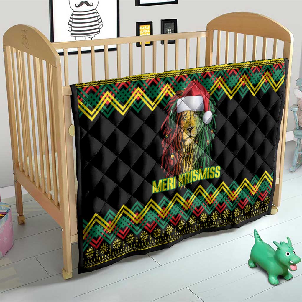 Black Jamaican Christmas Quilt Reggae Lion With Kente Pattern LT18