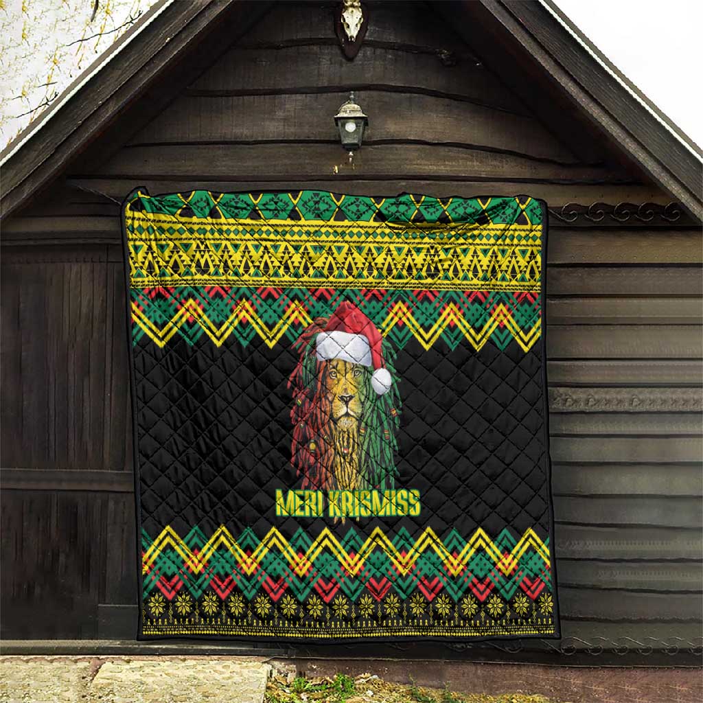 Black Jamaican Christmas Quilt Reggae Lion With Kente Pattern LT18