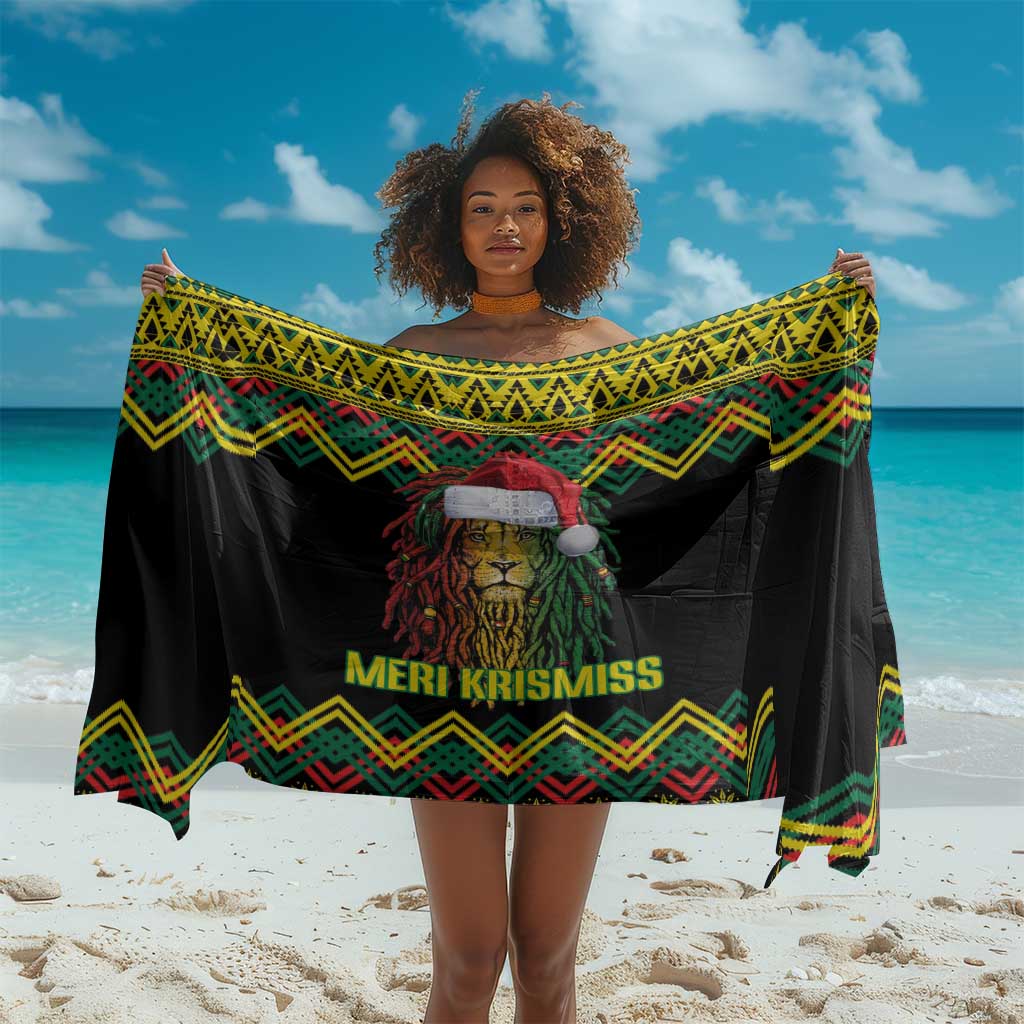 Black Jamaican Christmas Sarong Reggae Lion With Kente Pattern LT18
