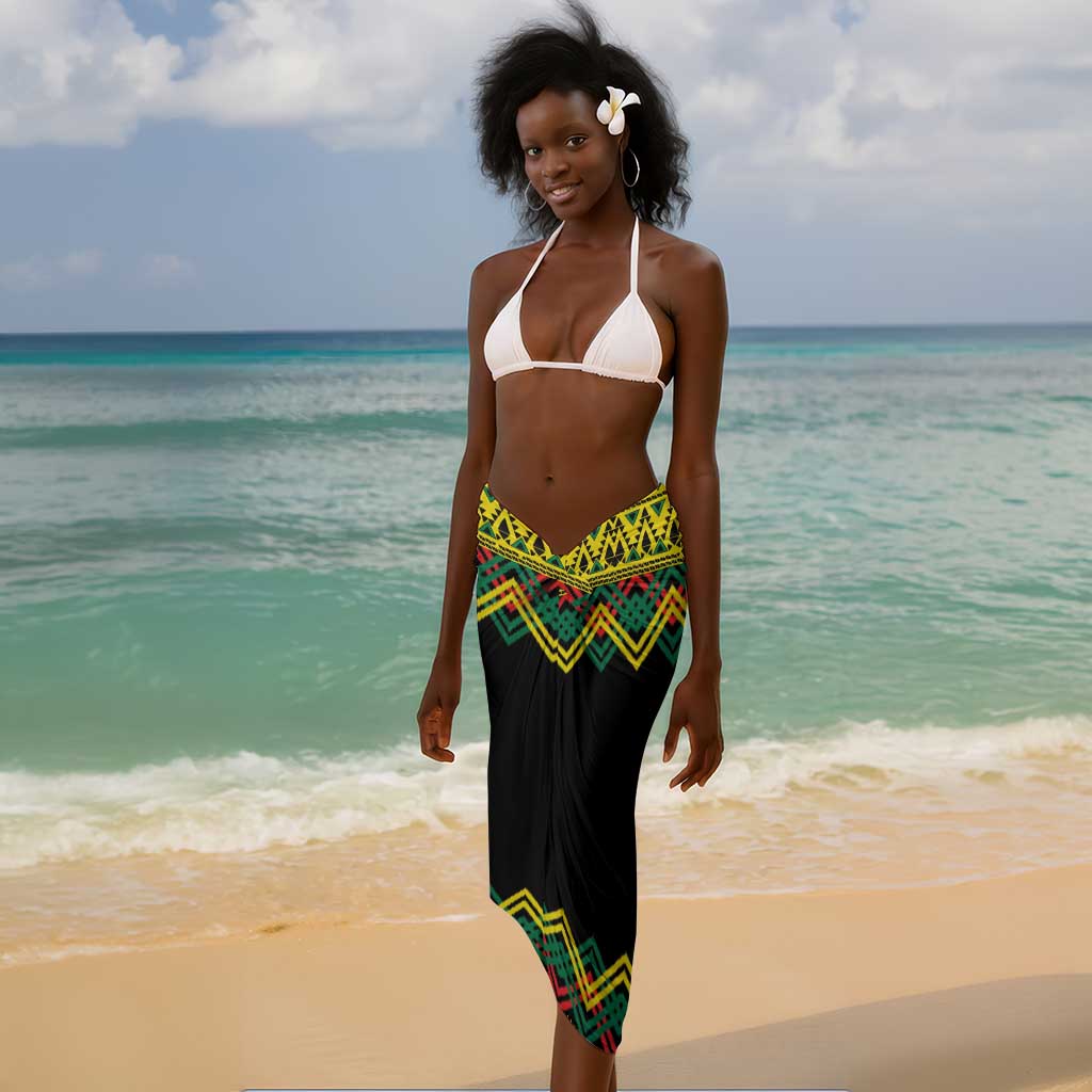 Black Jamaican Christmas Sarong Reggae Lion With Kente Pattern LT18