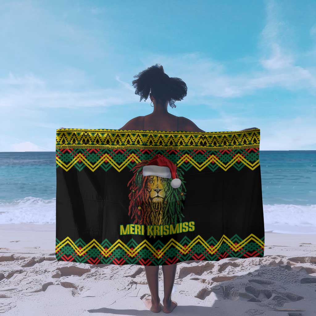 Black Jamaican Christmas Sarong Reggae Lion With Kente Pattern LT18