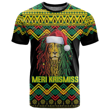 Black Jamaican Christmas T shirt Reggae Lion With Kente Pattern LT18