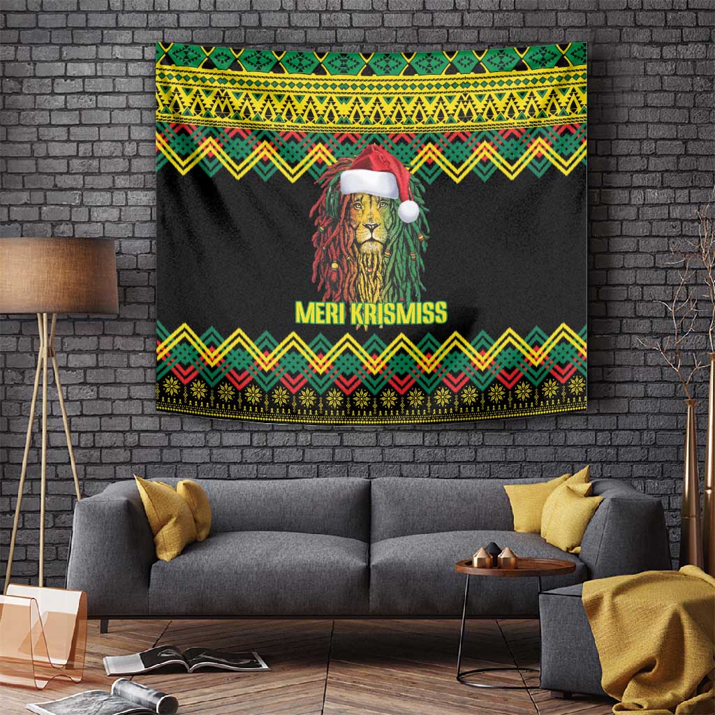 Black Jamaican Christmas Tapestry Reggae Lion With Kente Pattern LT18