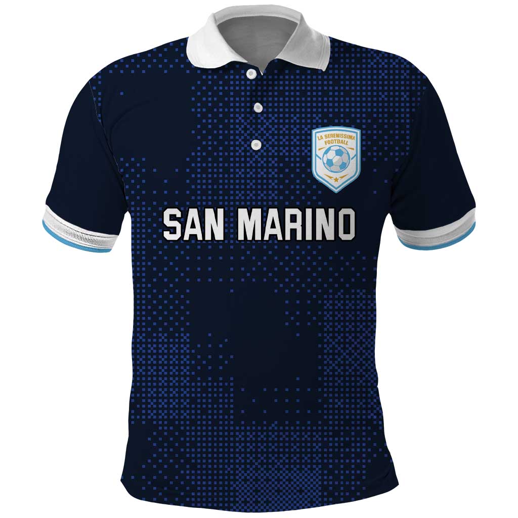 Custom San Marino Football Polo Shirt La Serenissima Pixellated Pattern LT18