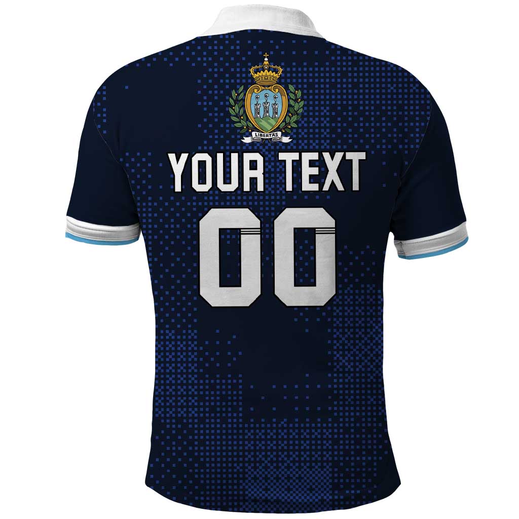 Custom San Marino Football Polo Shirt La Serenissima Pixellated Pattern LT18