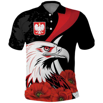 Personalized Poland Eagle Polo Shirt Rzeczpospolita Polska Poppy Flower LT18