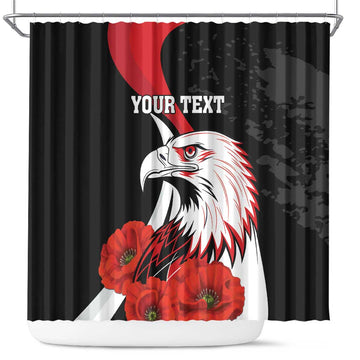 Personalized Poland Eagle Shower Curtain Rzeczpospolita Polska Poppy Flower LT18