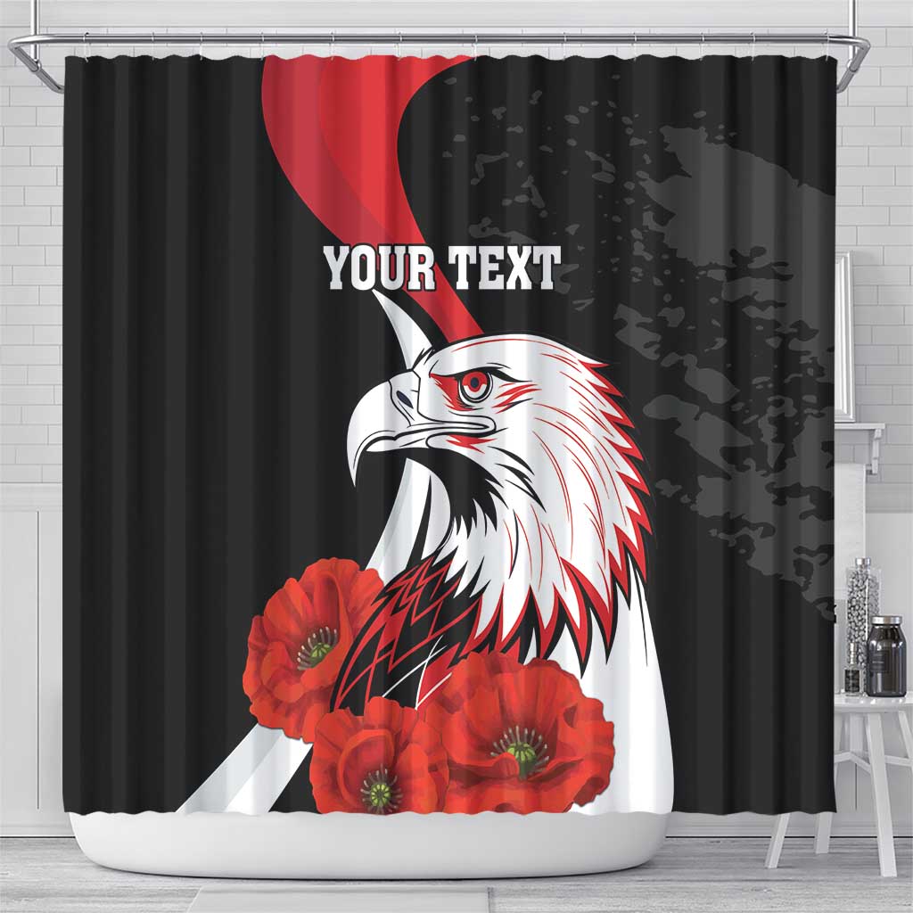 Personalized Poland Eagle Shower Curtain Rzeczpospolita Polska Poppy Flower LT18