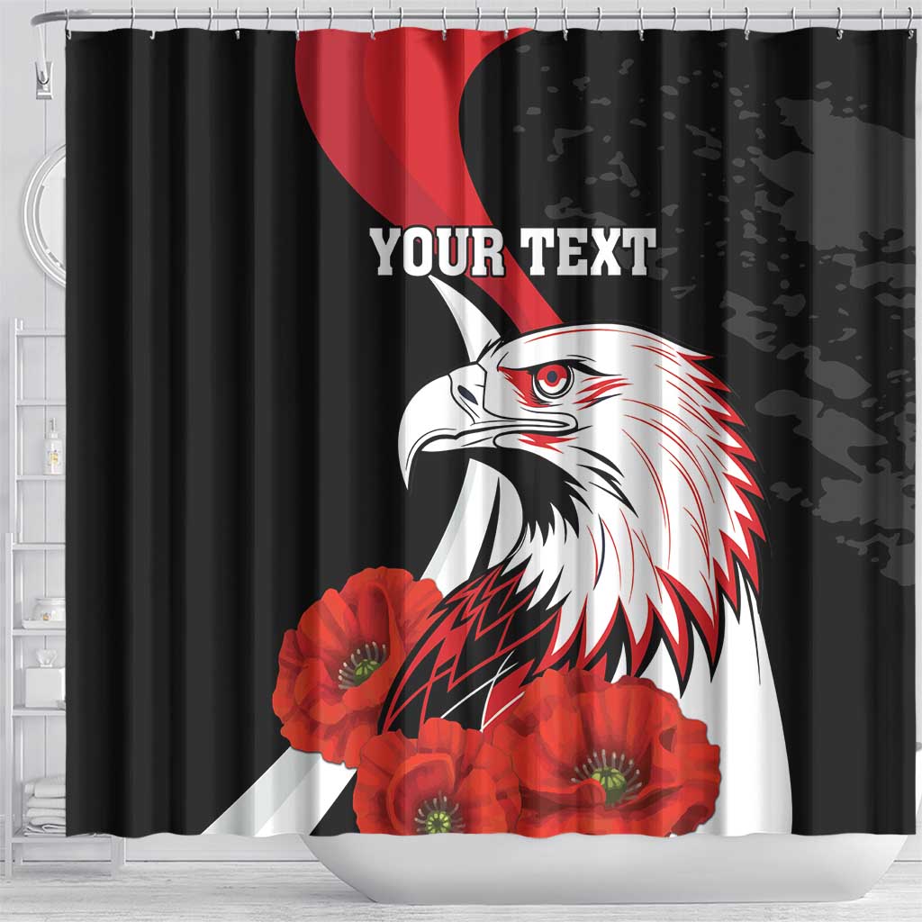 Personalized Poland Eagle Shower Curtain Rzeczpospolita Polska Poppy Flower LT18
