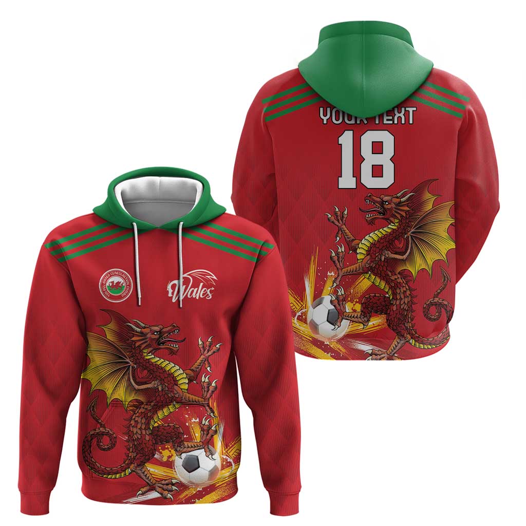 Custom Wales Football Hoodie Y Ddraig Goch Ddyry Cychwyn LT18