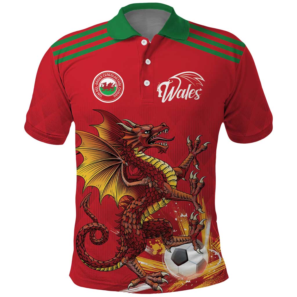Custom Wales Football Polo Shirt Y Ddraig Goch Ddyry Cychwyn LT18