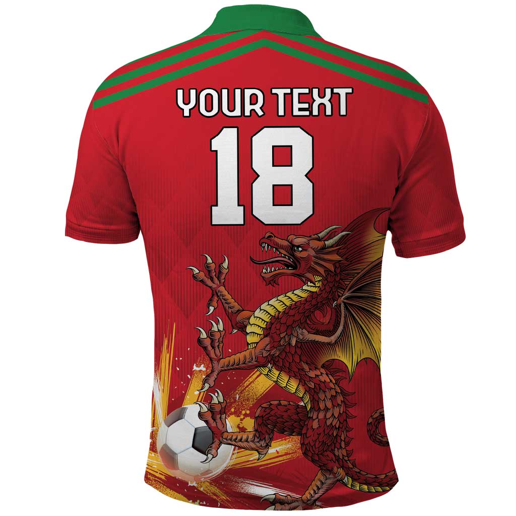 Custom Wales Football Polo Shirt Y Ddraig Goch Ddyry Cychwyn LT18
