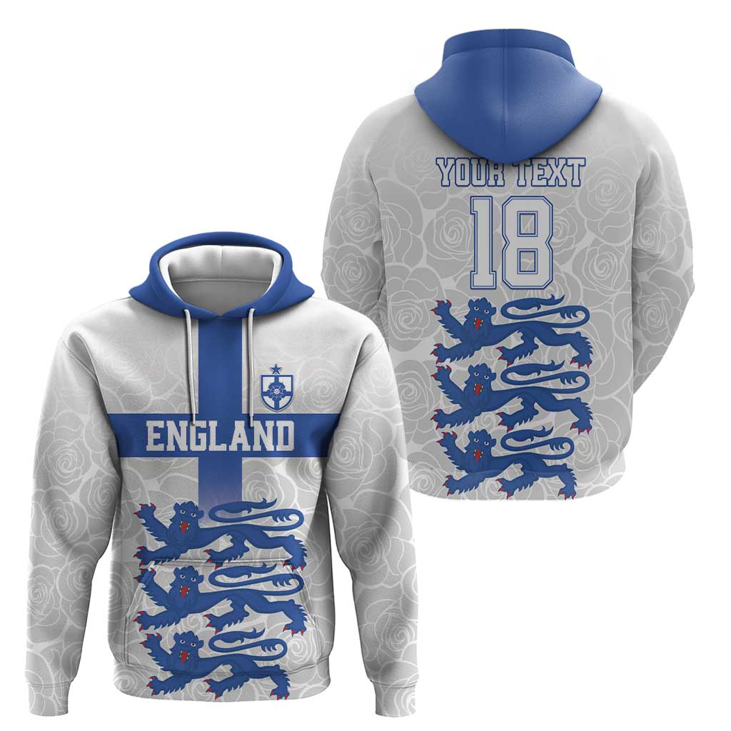 Custom England Fooball Hoodie The Three Lions Blue Version LT18