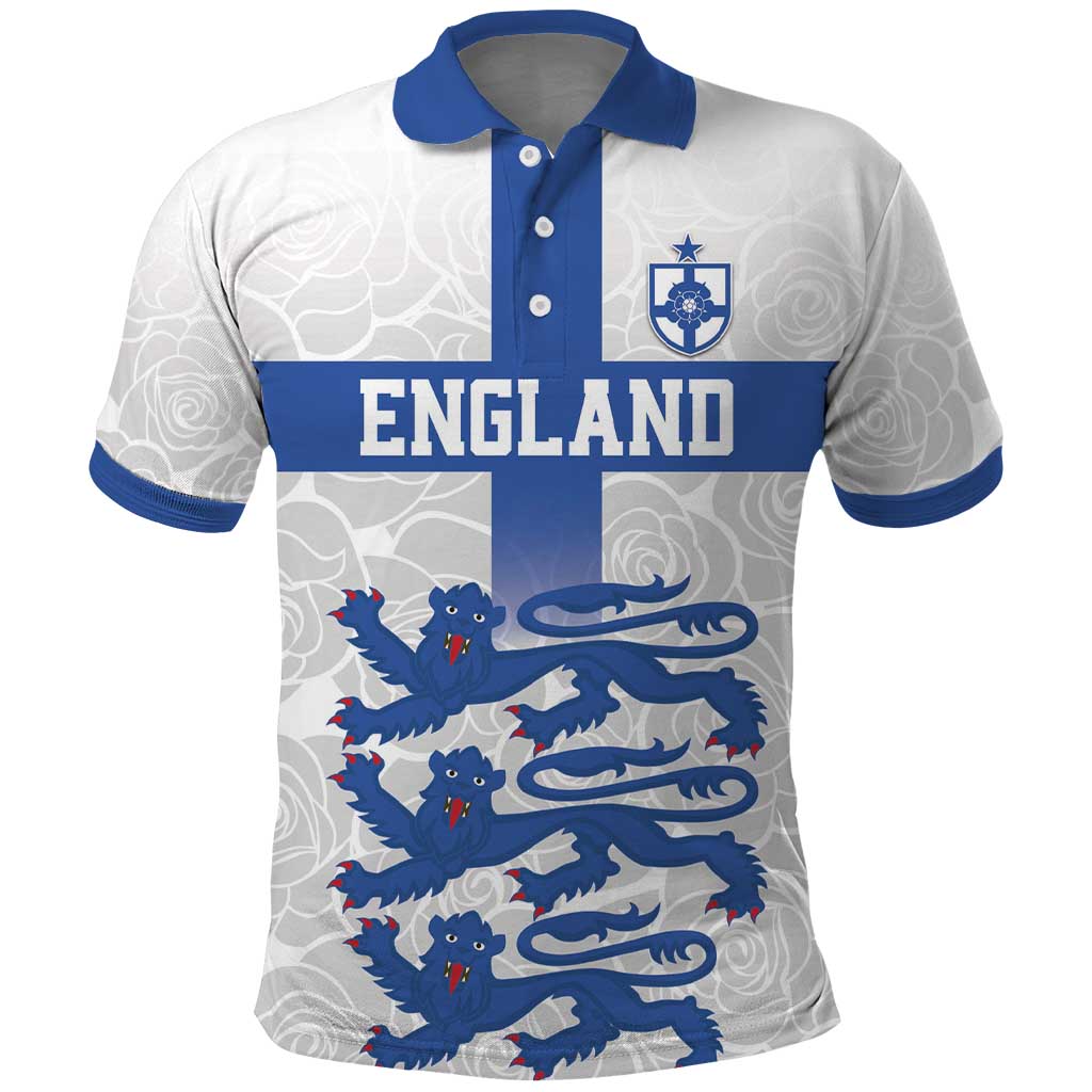 Custom England Fooball Polo Shirt The Three Lions Blue Version LT18