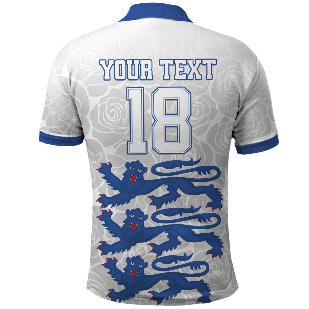 Custom England Fooball Polo Shirt The Three Lions Blue Version LT18