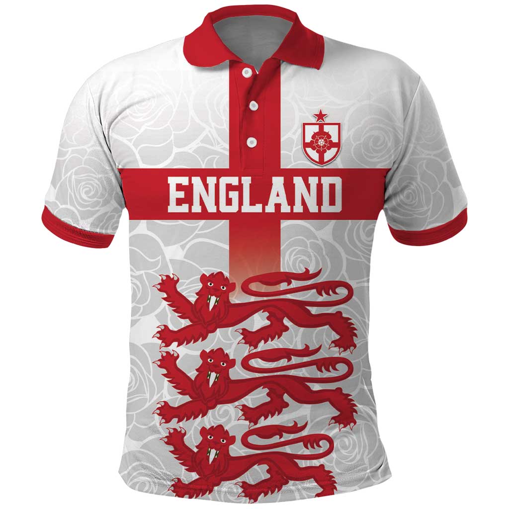 Custom England Fooball Polo Shirt The Three Lions Red Version LT18