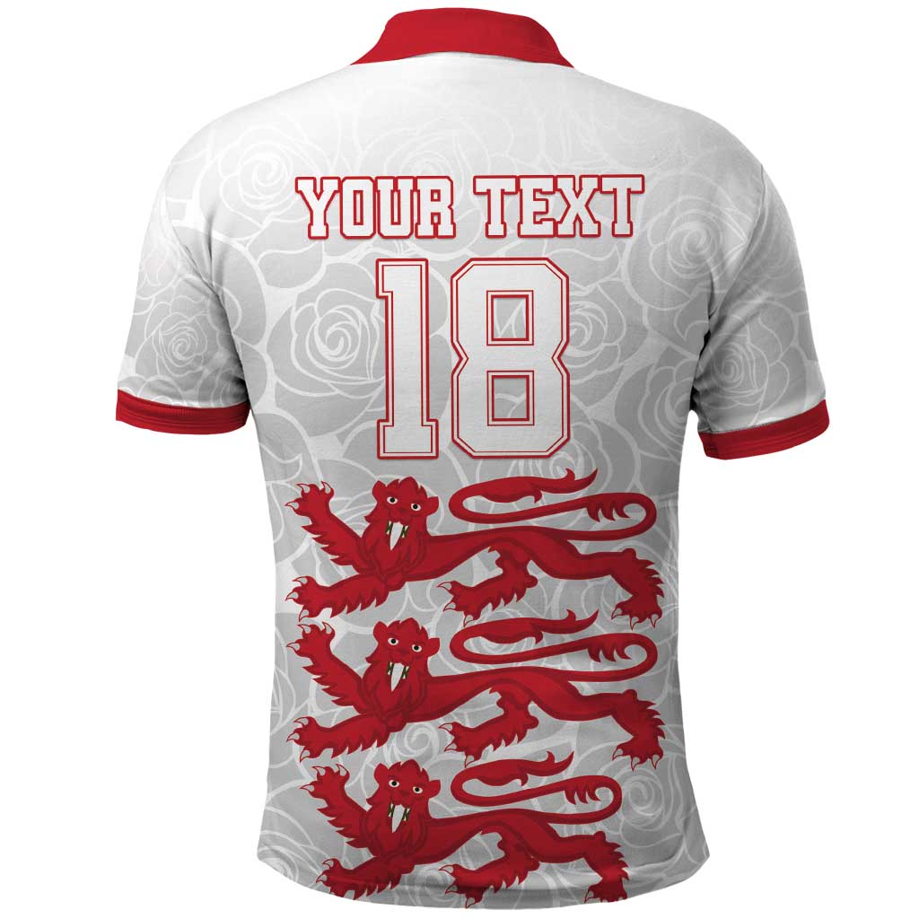 Custom England Fooball Polo Shirt The Three Lions Red Version LT18