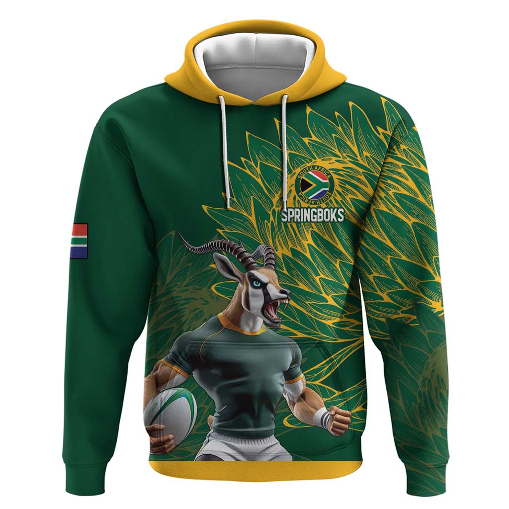 Custom Rugby South Africa Hoodie Springboks Mascot LT18