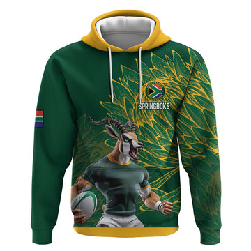 Custom Rugby South Africa Hoodie Springboks Mascot LT18