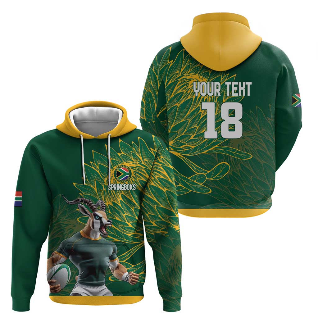 Custom Rugby South Africa Hoodie Springboks Mascot LT18